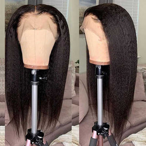 Kinky Straight 13*1 T Part Lace Front  Wig 100% Human Hair Wig 180% Density