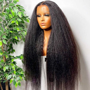HD Transparent Lace Wig Long Length Kinky Straight Human Hair Wigs