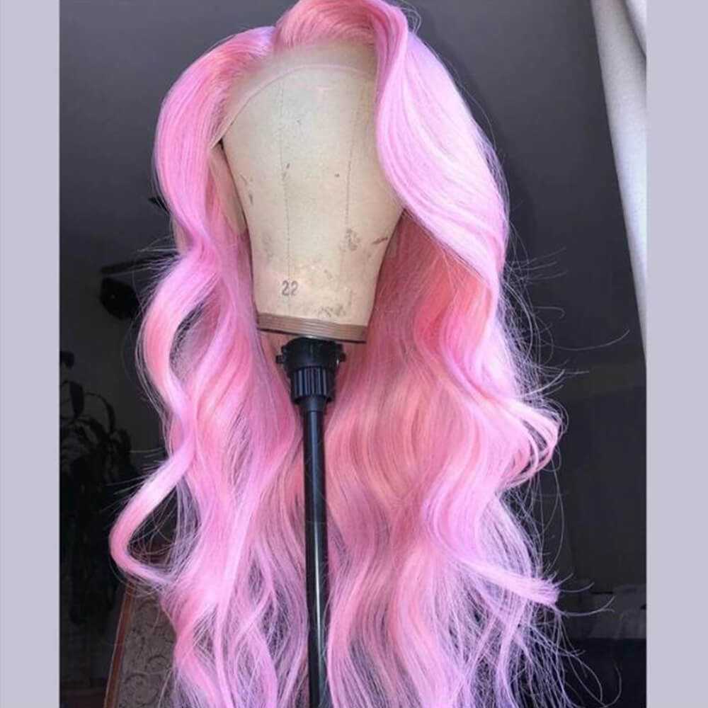 Pink/Grey/Yellow Lace Front Wig Body Wave Hair Sdamey Lace Closure Wig T Part Lace Wig