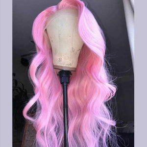 Pink/Grey/Yellow Lace Front Wig Body Wave Hair Sdamey Lace Closure Wig T Part Lace Wig