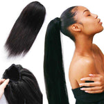 Straight Human Hair Ponytail Extensions Drawstring Ponytail