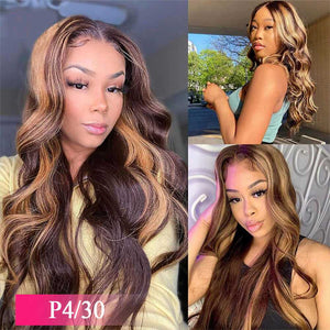 
            
                Load image into Gallery viewer, Highlight Wig 13x4 Body Wave Human Hair Wigs 4x4 Lace Closure Wig P4/27 P4/30
            
        