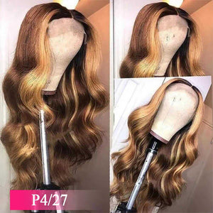 
            
                Load image into Gallery viewer, Highlight Wig 13x4 Body Wave Human Hair Wigs 4x4 Lace Closure Wig P4/27 P4/30
            
        