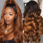 Ombre Color Loose Wave Transparent Lace Front Wig Human Hair Wigs For Black Women