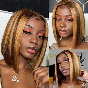 P4/27 Transparent 13x6 Lace Front Wig Short Straight Bob Wig