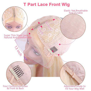 #613 Straight 13x1 T Part Lace Front Human Hair Wigs Middle Part