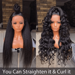 HD Transparent Lace Wig Long Length Kinky Straight Human Hair Wigs