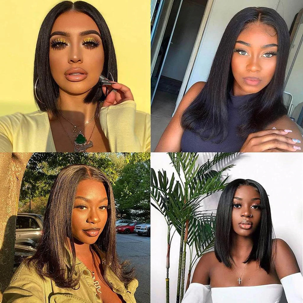 Affordable 13×4 Straight Bob Transparent Lace Front Wig Pre-plucked with Baby Hair