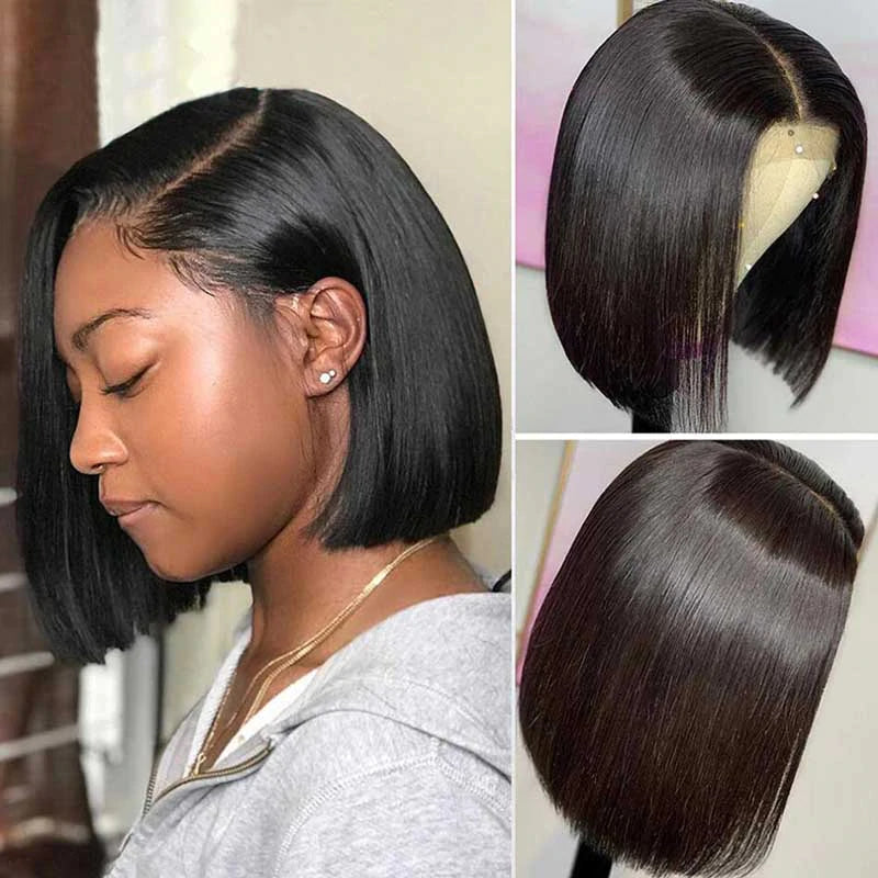 
            
                Load image into Gallery viewer, Stylish 4×4 Undetectable Lace Closure Straight Bob Wig
            
        