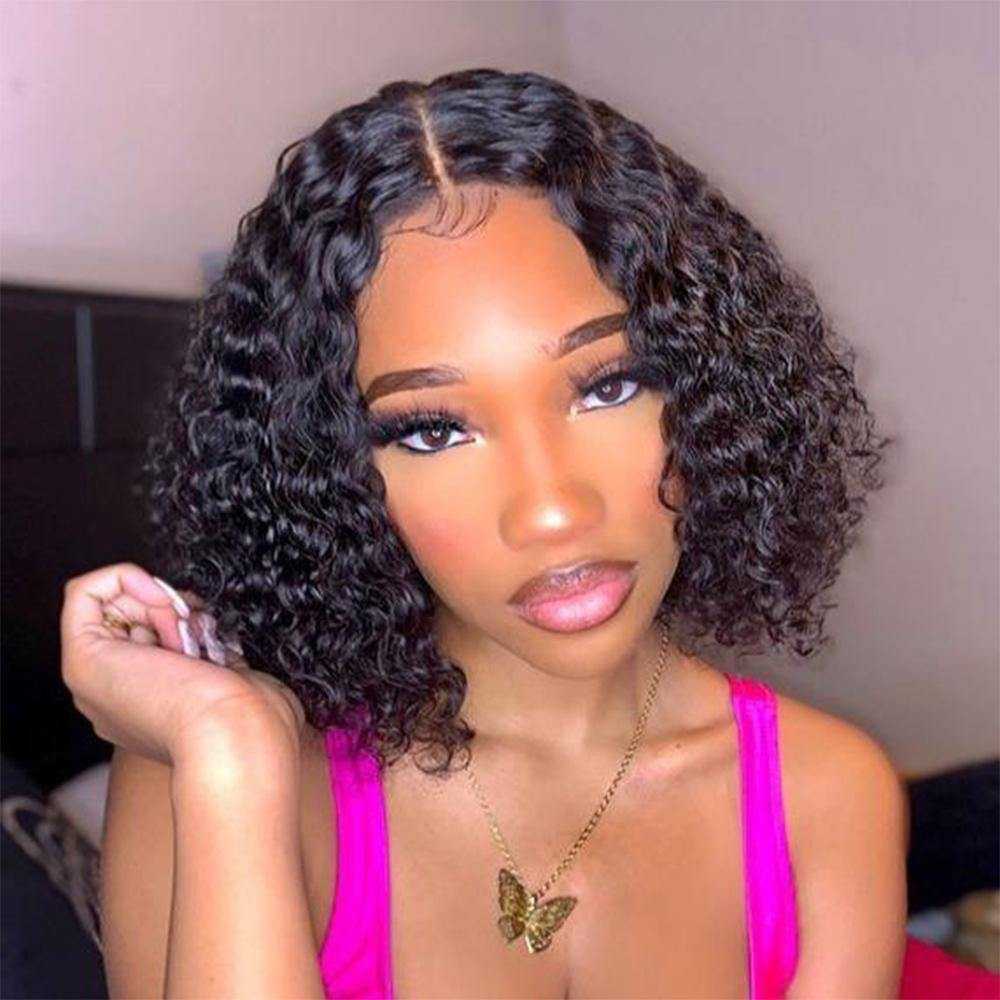 
            
                Load image into Gallery viewer, 4x4 Lace Closure Wig Curly Bob Human Hair Wigs
            
        