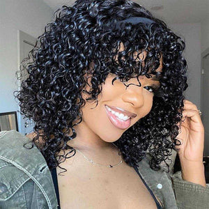 
            
                Charger l&amp;#39;image dans la galerie, 18-32inch Curly Wave HEADBAND WIG With Bang Curly Human Hair Wigs
            
        