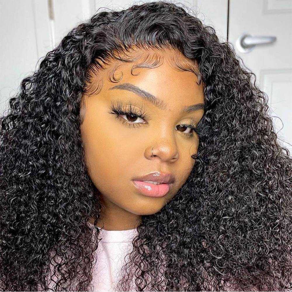 Sdamey Kinky Curly 13x4 Lace Front Wig 180% Density Human Hair Wigs