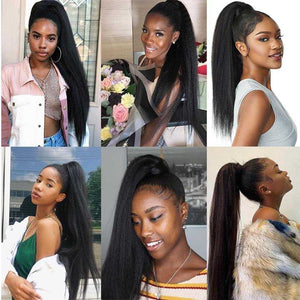 
            
                Charger l&amp;#39;image dans la galerie, Kinky Straight Human Hair Ponytail Extensions Drawstring Ponytail
            
        