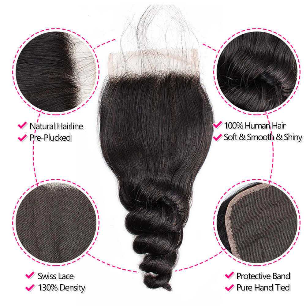
            
                Load image into Gallery viewer, Sdamey Brazilian Loose Wave Human Hair 5X5 Lace Closure
            
        