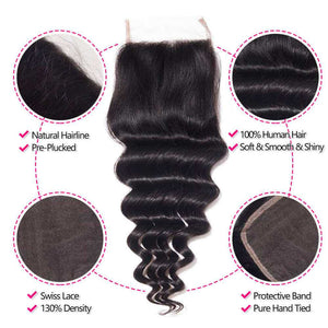 
            
                Load image into Gallery viewer, Sdamey Brazilian Loose Deep Human Hair 6X6 Lace Closure
            
        