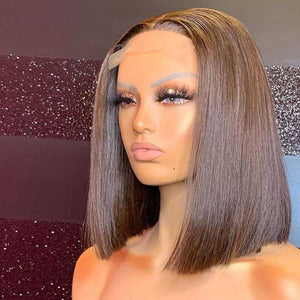 
            
                Load image into Gallery viewer, #4 Transparent 13x6 Lace Front Wig Short Straight Bob Wig 4x4 Lace Closure light Brown Bob Wig
            
        