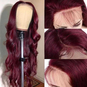 Body Wave Lace Front Wig Burgundy 99J & T1B/99J Colored Human Hair Wigs