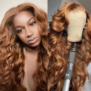 4# Body Wave Lace Front Wig Sdamey Colored Human Hair Wigs
