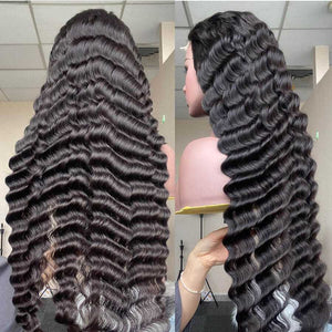 
            
                Load image into Gallery viewer, HD Transparent Lace Wig Long Length Loose Deep Wave Human Hair Wigs
            
        