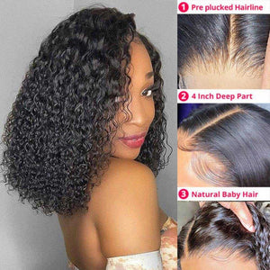 
            
                Load image into Gallery viewer, 4x4 Lace Closure Wig Curly Bob Human Hair Wigs
            
        