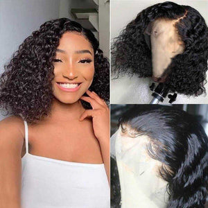 13x4 Lace Front Wig Curly Hair Short Bob Human Hair Wigs