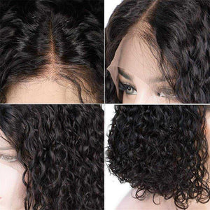 13x4 Lace Front Wig Water Wave Hair Short Bob Human Hair Wigs