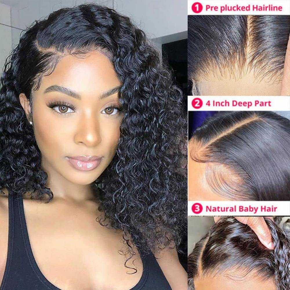 13x4 Lace Front Wig Curly Hair Short Bob Human Hair Wigs