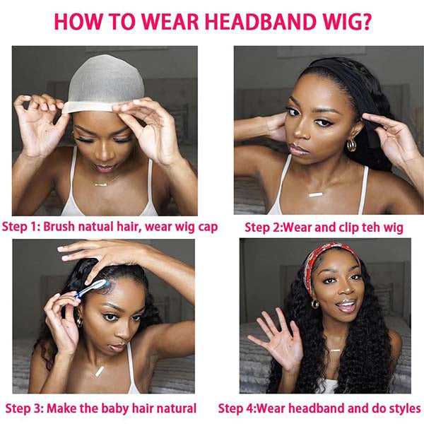 Headband Wig Human Hair Curly Wave Sdamey Human Hair Wigs Easy Install