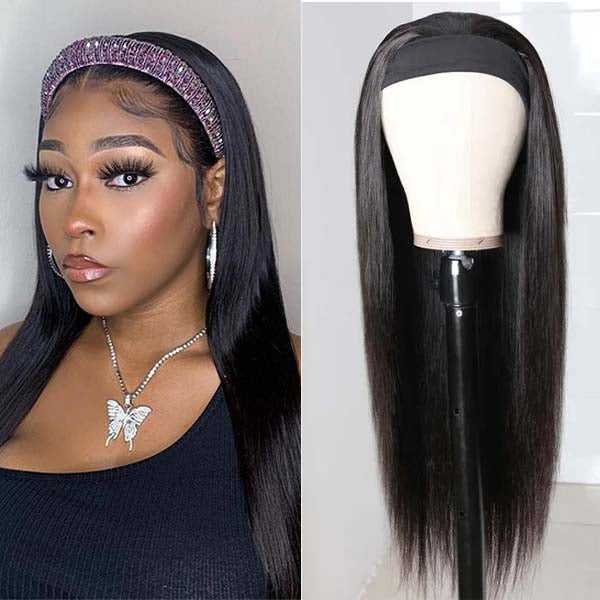 Straight Hair Headband Wig Human Hair Sdamey 100% Virgin Human Hair Wigs