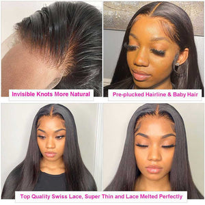 
            
                Load image into Gallery viewer, Sdamey Silly Straight Closure Wig 4x4 / 5x5 Lace Closure Human Hair Wigs
            
        