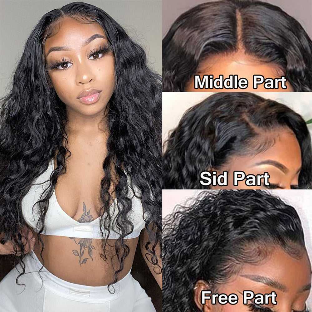 Water Wave Wig 13x4 Lace Front Human Hair Wigs Pre Plucked Sdamey