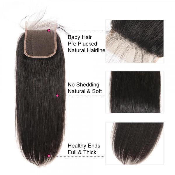 
            
                Load image into Gallery viewer, Sdamey Brazilian Straight Human Hair 5X5 Lace Closure
            
        